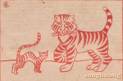 Mèo già và hổ con