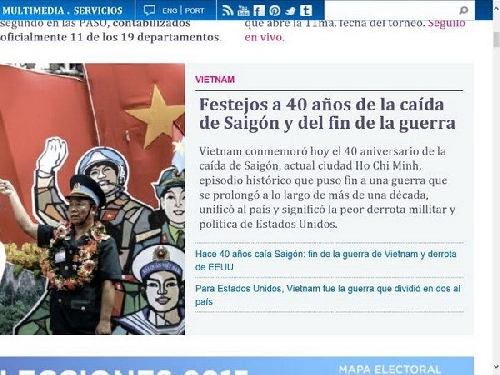 Truyền thông Argentina đồng loạt đưa tin về kỷ niệm chiến thắng 30/4